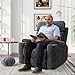 HAOMARKETS Electric Recliner Chair, Soft Fabric Power Recliners with Metal Cup Holders, Single Overstuffed Heavy Duty Reclining Sofa Chairs for Living Room Bedroom, Dark Grey