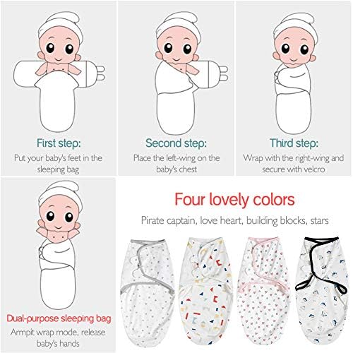 HINATAA 2 Pack Baby Swaddle Wrap Newborn Babies Swaddling Sack, 0-3 Months 100% Soft Breathable Cotton Swaddles Unisex (Star)