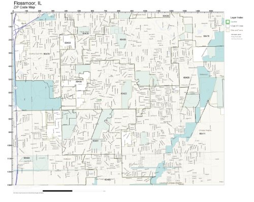 ZIP Code Wall Map of Flossmoor, IL ZIP Code Map Not Laminated: Amazon ...