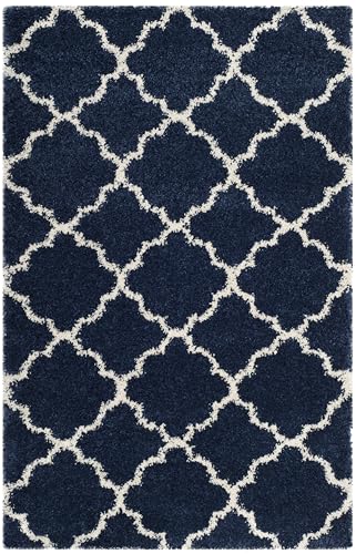 Tapete SAFAVIEH Hudson Shag 4'x6' Azul Marino y Marfil miniatura 2