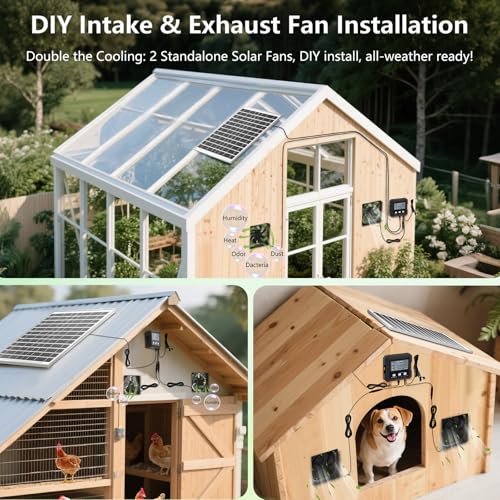 Pet Deluxe 25W Solar Fan for Chicken Coop with Battery, 3 Modes Controller by Pet Deluxe - Used condition - Image 5