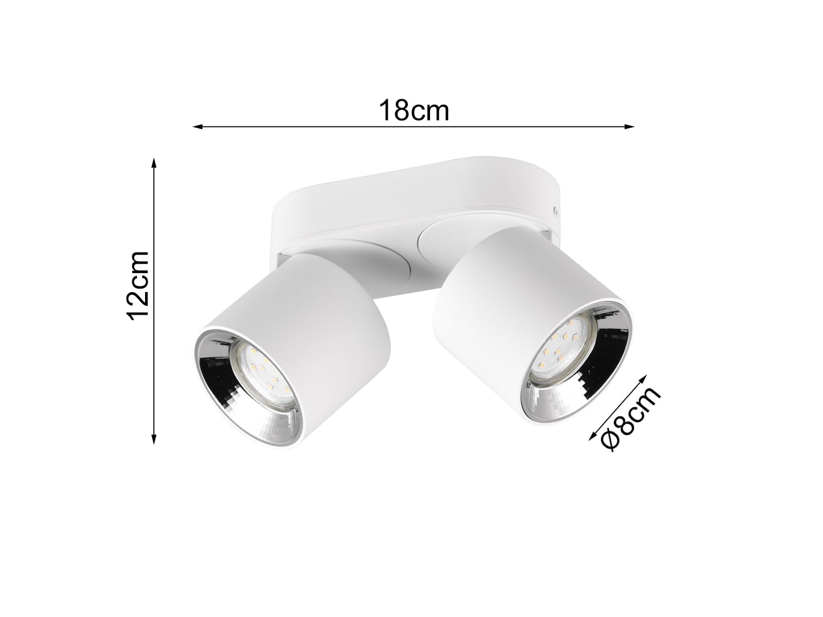 Trio Leuchten Foco – blanco mate – B 18 cm – metal – 2 focos