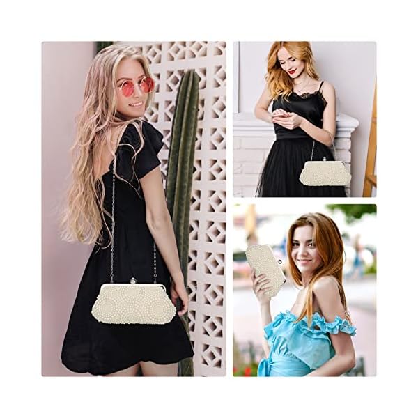 Pinprin Pearl Clutch Bag for Women Evening Wedding Party Bridal Handbag Ladies Beaded Clutch Purse - Image 7