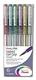 Pentel Hybrid Gel Grip Metallic Gel Pens