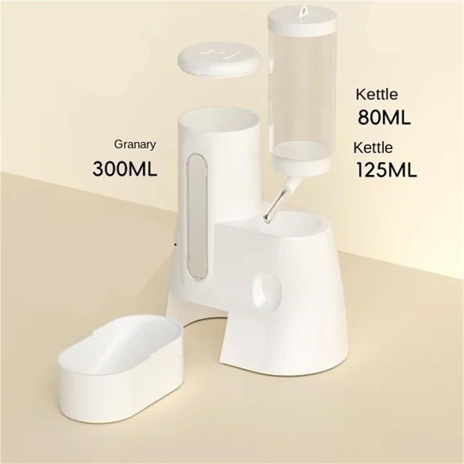 Automatic Hamster Feeder Water Bottle Anti-Spill Cage Mounted(White)