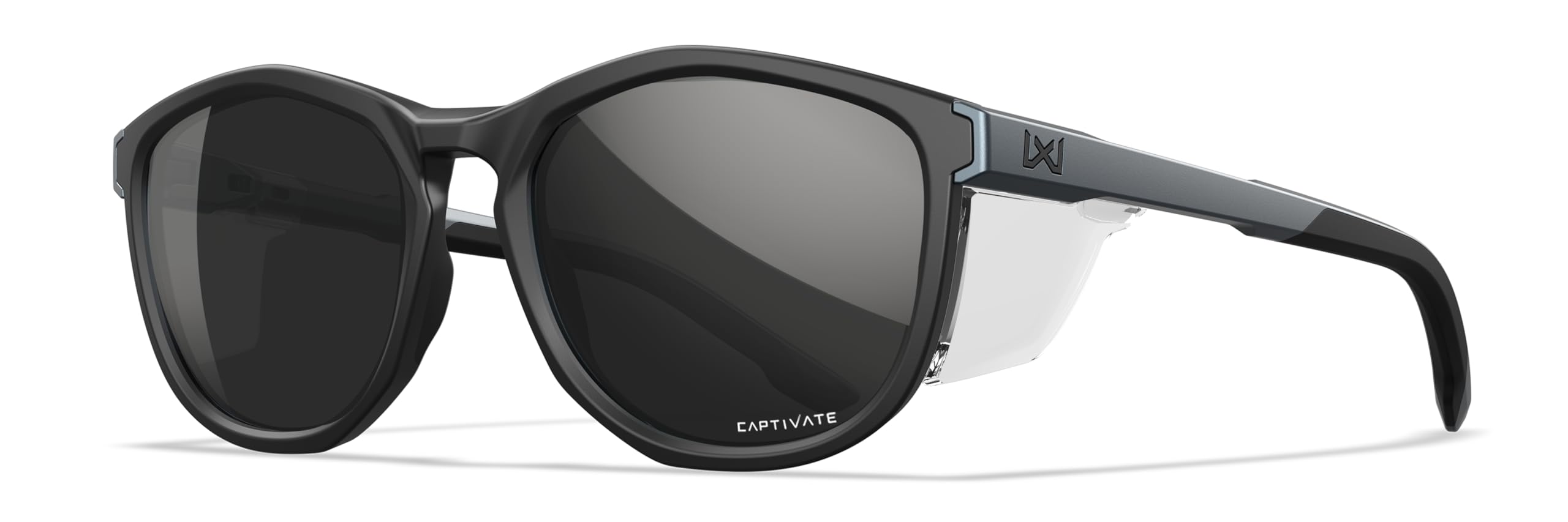 Wiley X WX Bravo - Gafas de sol de seguridad para hombres y mujeres, inastillables, protección UV, Captivate (marco negro con lentes de espejo negro CAPTIVATE™)