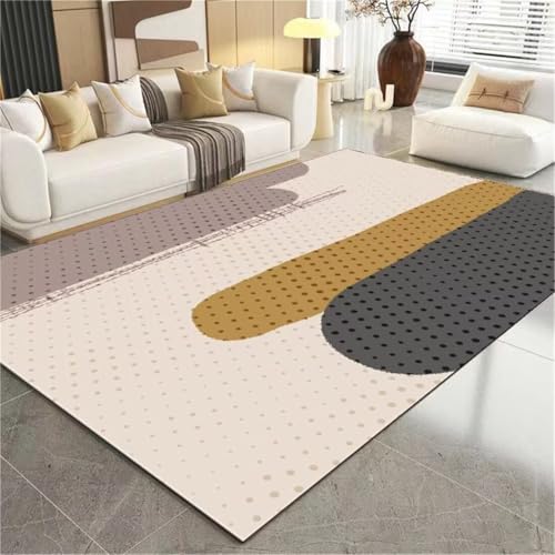 Tapis de salon 90X200CM design points antidérapant jaune - 2