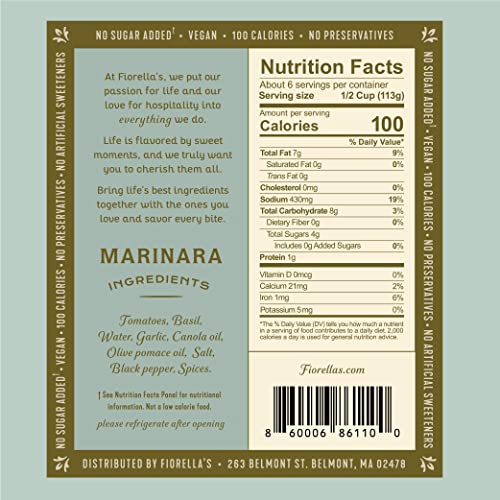 Fiorella'S Marinara & Tomato Basil - Variety Pack - Made With Fresh Ingredients - No Sugar Added, Vegan, Gluten Free, No Preservatives Added, Reduced Sodium, Pasta Sauce thumb #3