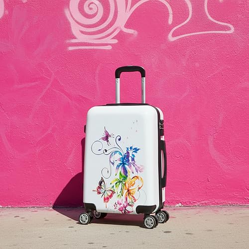 Image of InUSA Fusion Print Luggage with Spinner Wheels | Durable Lightweight Hardside Suitcase | Travel Bag with Handle and Trolley | 20 Inch Carry-On Spinner Luggage