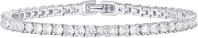PAVOI 14K Gold Plated 3mm Cubic Zirconia Classic Tennis Bracelet | Gold Bracelets for Women | Size 6.5-7.5 Inch