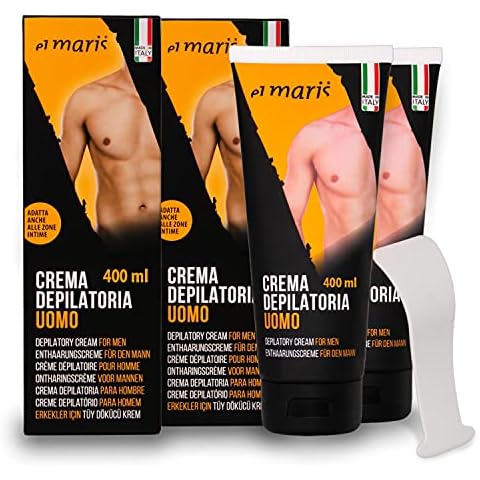 Elmaris Haarentfernung für Männer. Enthaarungscreme 2x200 ml. Für den Intimbereich u. Körper - Ultraschnell, Sicher, Sanft mit Shea Butter und Bisabolol Cover