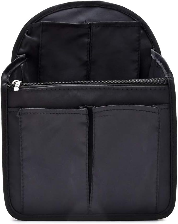 HOYOFO Mini Backpack Organizer Insert, Black, 7.7"L x 4.3"W x 10.6"H, Waterproof Nylon, Fits Small Backpacks