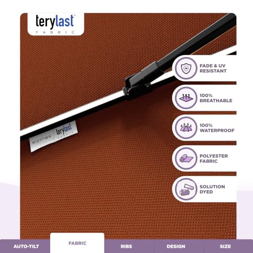 Image of Midtown Umbrellas LED Swilt - 8 Ft Solar LED Patio Umbrella, Terracotta