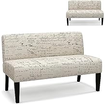 Multigot 127cm 2-Seater Sofa, Upholstered Armless Loveseat with Solid Wood Legs, Modern Double Seat Accent Couch for Living Room Bedroom Office