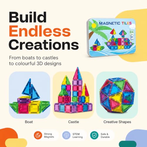 Image of Magnetic Building Blocks Set for Kids 3+, STEM Educational Construction Set, Creative Learning Building Blocks for Boys and Girls
