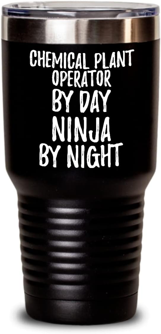 Funny Chemical Plant Operator Tumbler By Day Ninja By Night Parenting Gift Idea New Parent Gag Insulated Cup With Lid Black 20 Oz