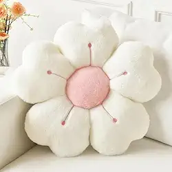 Almofada Decorativa em Forma de Flor – Travesseiro Macio e Fofo para Sofá, Cama, Dormitório ou Assento de Chão (Branco, 30x30cm)