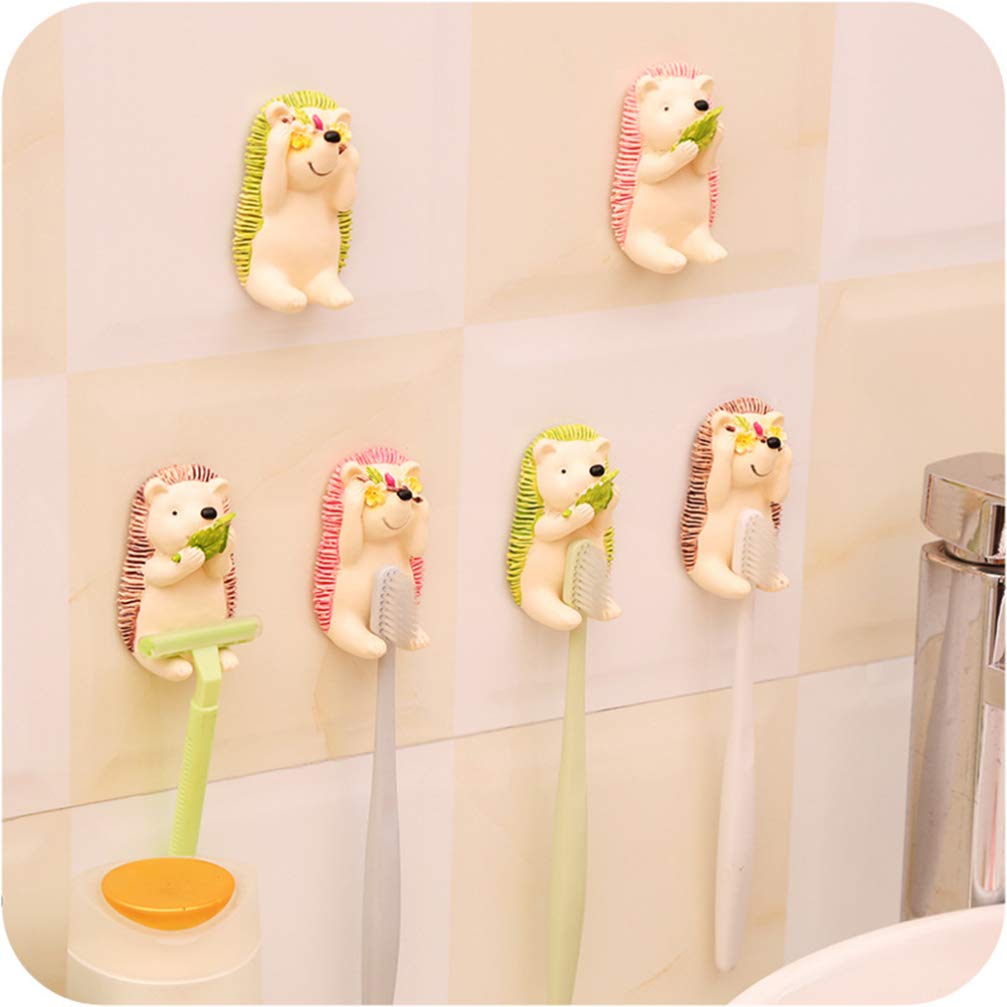 VASDEV 2 Soportes para cepillos de Dientes montados en la Pared Erizo multifunción de Dibujos Animados para cepillos de Dientes, Organizador Colgante, Suministros para baño Familiar (imag