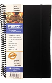 Spiral-bound TUFFNotes 5.5 Black with Blank pages - waterproof notebook - journal Book