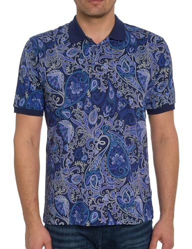 Polo de manga corta para hombre Robert Graham Dozer, tejido premium de algodón, corte clásico y detalles ricos