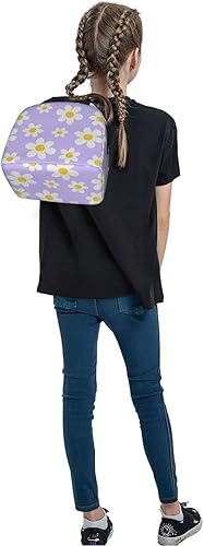 Miniatura 9 de Bolsa de almuerzo con diseño de margaritas blancas, color morado, aislante, reutilizable, contenedor portátil para comidas, para mujeres, cajas de