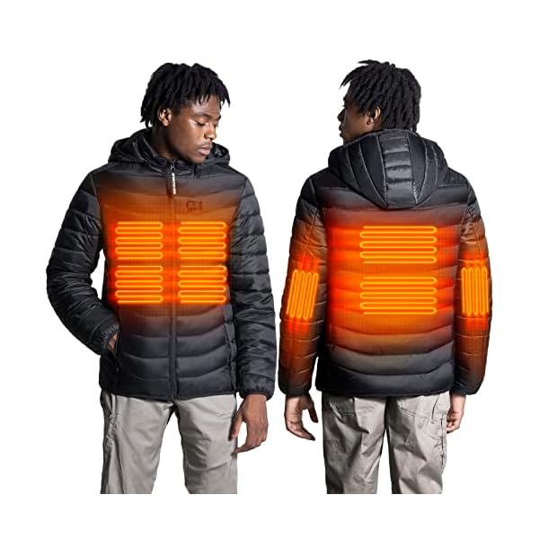 Heated Jacket, ANTARCTICA GEAR Lightweight Heating Jackets with 12V/5A Power Bank, 6 Areas Winter Coat for Men and Women, Black, Small - Image 3