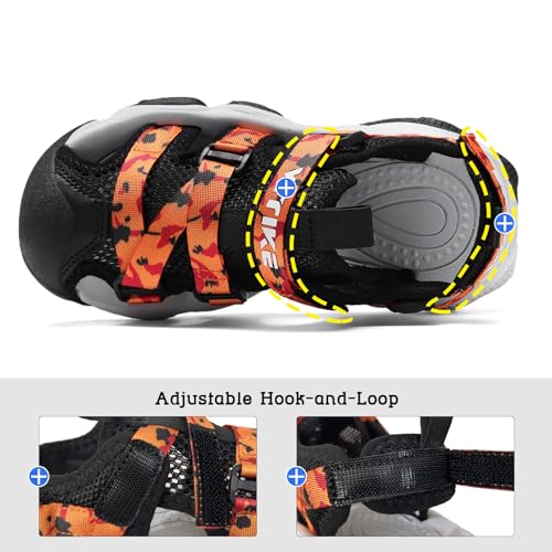 Image of JMFCHI Boys Girls Kids Closed Toe Sports Sandals Summer Water Shoes | Little /Big Kid,Comfortable lightweight,Non-slip soft sole,Hook-and-loop closure,Easy wear,Anti-collision toe,Daily casual