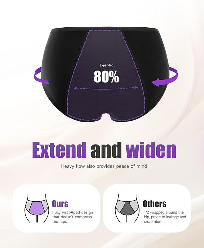 Image of DIVING DEEP Leakproof Period Panty for Women|Reusable Hipster Underwear for Medium to Heavy Flow| No Pad Required, Absorbent & Comfortable Full Breathable| 2 Years Reusable Pack of 2