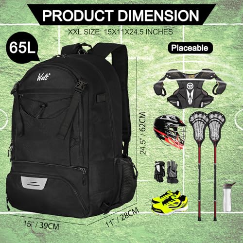 image for WOLT Lacrosse Bag- Extra Large Lacrosse Backpack for All Sport Gear-Tw