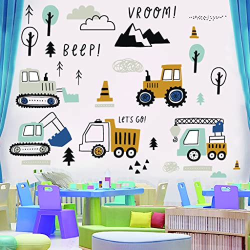 Miniatura 5 de Mulaibdin Pegatinas Infantiles Pared, Car Pegatinas Pared Decorativas Infantiles, Vinilo Paredes Infantil, Papel Pintado Infantil Niño, Decoracion Habitacion Bebe Excavadoras Bulldozers Camiones