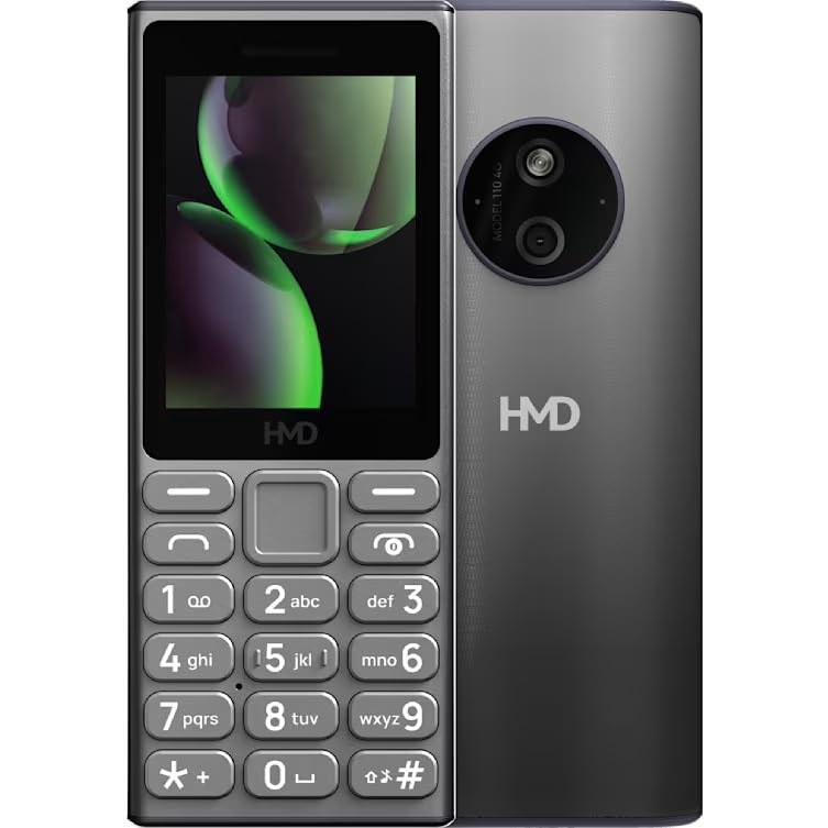 HMD 110 4G Mobiltelefon mit Slider-Design S30+ Betriebssystem LCD-Display 128 MB Speicher 1450 mAh Akku Wasserdicht USB Typ C LTE Dark Grey 2024
