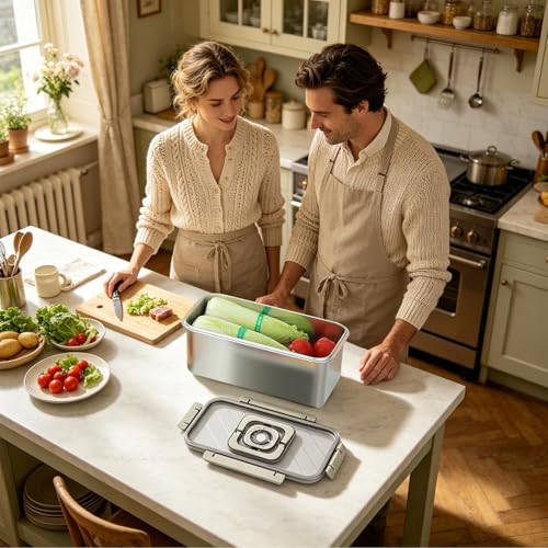 Contenedor de acero inoxidable esquinero y hermético para pan de molde 8