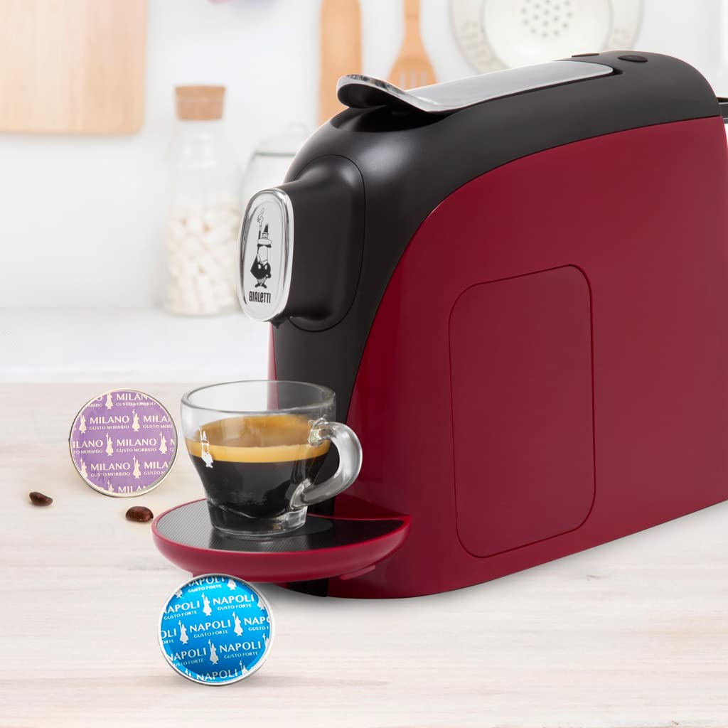 Bialetti Mignon, Macchina Caffè Espresso, Funziona esclusivamente con Capsule Bialetti, Rosso