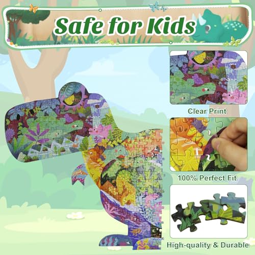 Puzzle de dinosaurios para niños de 6 a 8 años 295 piezas puzzle con forma de animal único para el suelo para niños de 8 a 12 años miniatura 2