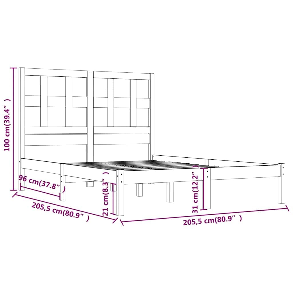 lite drewno sosnowe z zagłówkiem klasyczny 200x200 cm | Rama łóżka 200x200 cm czarna z litego drewna sosnowego z zagłówkiem do sypialni