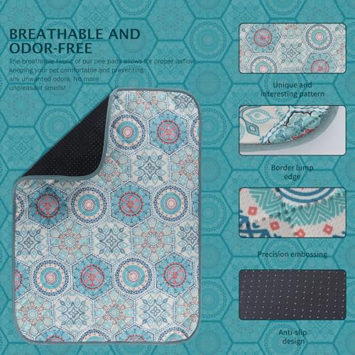 Image of IEUUMLER Washable Pee Pads for Dogs Extra Large 71 inch x 71 inch, 1 Pack Non-Slip & Waterproof Whelping Pad, Reusable Puppy Potty Training Pad for Playpen EU007 (Green Medallion, 71 inchX71 inch-1pcs)