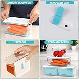 BELLE VOUS 3 Pack of Stackable Produce Saver Fridge Storage Containers with Drain Baskets - Reusable Plastic Food Organisers with Lids for Fresh Vegetables/Fruit - Dishwasher/Microwave Safe - Image 4