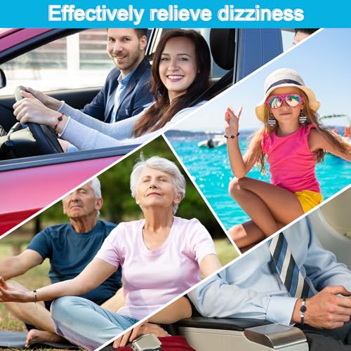 Image of Sureio 6 Pcs Motion Sickness Bracelets Cruise Essentials Adjustable Anti Nausea Wristband for Adults Car Sea Air Sickness Relief