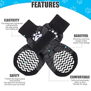   PUPTECK-Non-Slip-Dog-Socks-Double-Sides-Grips-for-Hardwood-Floors-Prevents-Licking-Dog-Shoes-for-Hot-Pavement-Traction-Control-Booties-for-Senior-Dogs-Paw-Protector-for-Small-Medium-Large-Dogs