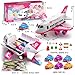 Pink Airplane Toy with Princess Cars and Play Mat,Plane with Lights and Sounds for 2 3 4 5 6 7 Year Old Toddler Girls,Birthday Gift Idea for Kids