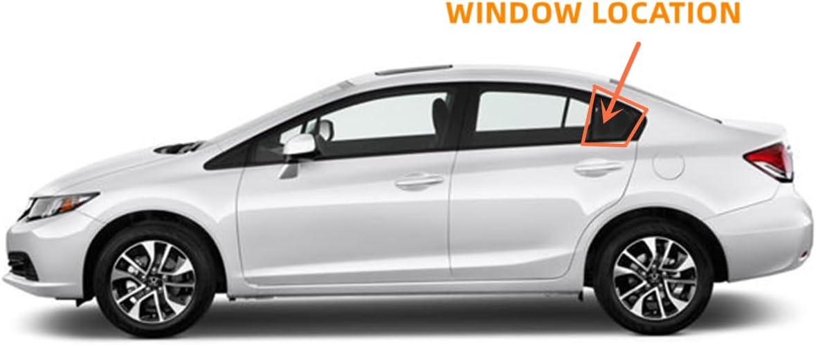 Driver/Left Side Rear Vent Window Glass Replacement For 2012-2015 Civic 4 Door Sedan