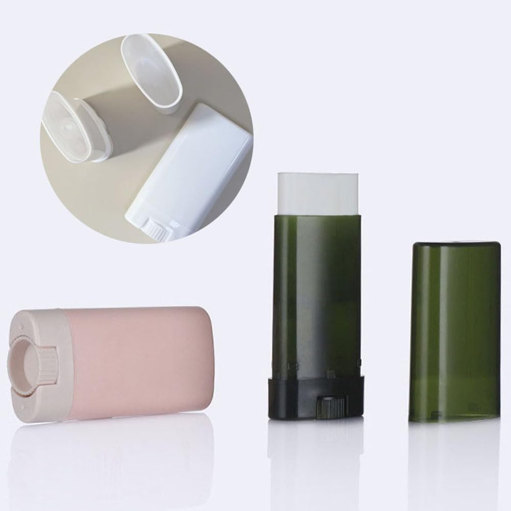 Leere Kunststoff-Lippenstift-Röhren, nachfüllbar, oval, Lippenbalsam, Reiseflaschen für solides Parfüm, Deodorant, tragbar, nachfüllbar, Lippenstift, Make-up-Behälter, 50 Stück (Teegrün)