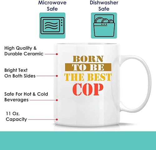 Miniatura 7 de Police-themed Gift, Perfect for Mother's Appreciation Day - Born To Be the Cop, Funny Quote on Large 11 Oz White Ceramic Coffee Mug