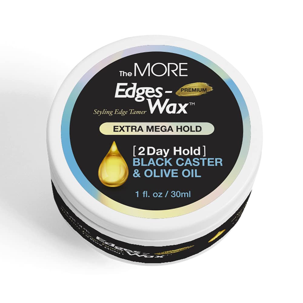 Nobless NOBLESSE PREMIUM Edge Wax Styling Edge Tamer 2 Day EXTRA MEGA HOLD Blended with Black Caster Oil & Olive Oil Travel Size 1.01fl oz/30ml