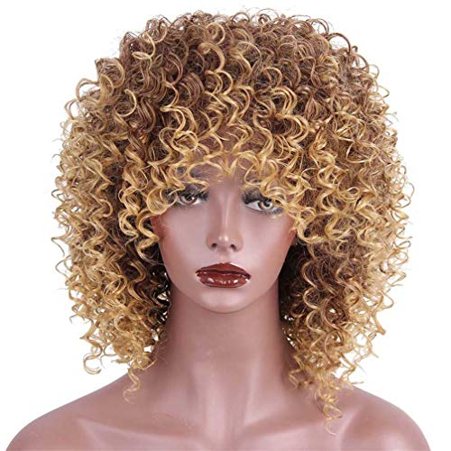 Lace wig perruque synthétique bouclée 14 pouces pour femmes noires