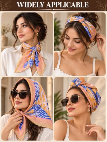 Image of Ravaiyaa - Attitude is everything Women Printed Silk Bandana 21 x 21 Inch Square Headband & Hair Wrap, Soft & Versatile | Fashion Neck Wrap
