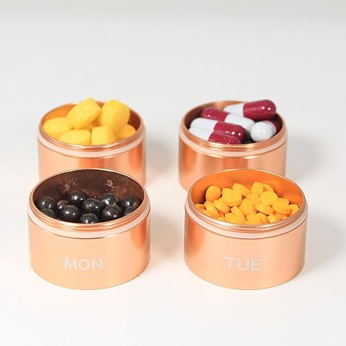 Miniatura 2 de Organizador de píldoras de metal  Contenedor portátil de almacenamiento de medicamentos impermeable para exteriores, estuche de píldoras de aleación