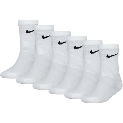 Nike Toddler/Little Boy's Crew Socks 6-Pairs Lightweight, 5-7, 10C-3Y