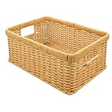VILLFUL 手編みpp素材収納バスケット 卓上編みかご ファームハウス風装飾バスケット デスク収納雑貨 おもちゃ整理 キッチンインテリア用