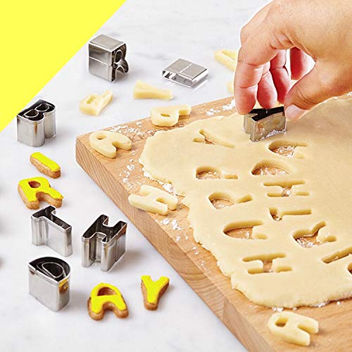 Image of HARI - Cookie Cutter Set 26 Pcs Stainless Steel Alphabet Letters Biscuit Cookie Cutters Mini A-Z Shaped Cookie Molds